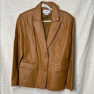 Brown Leather Blazer Jacket by Bagatelle size 12